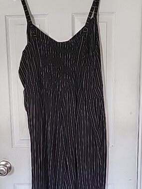 Black Pinstripe Sleeveless Maxi Dress